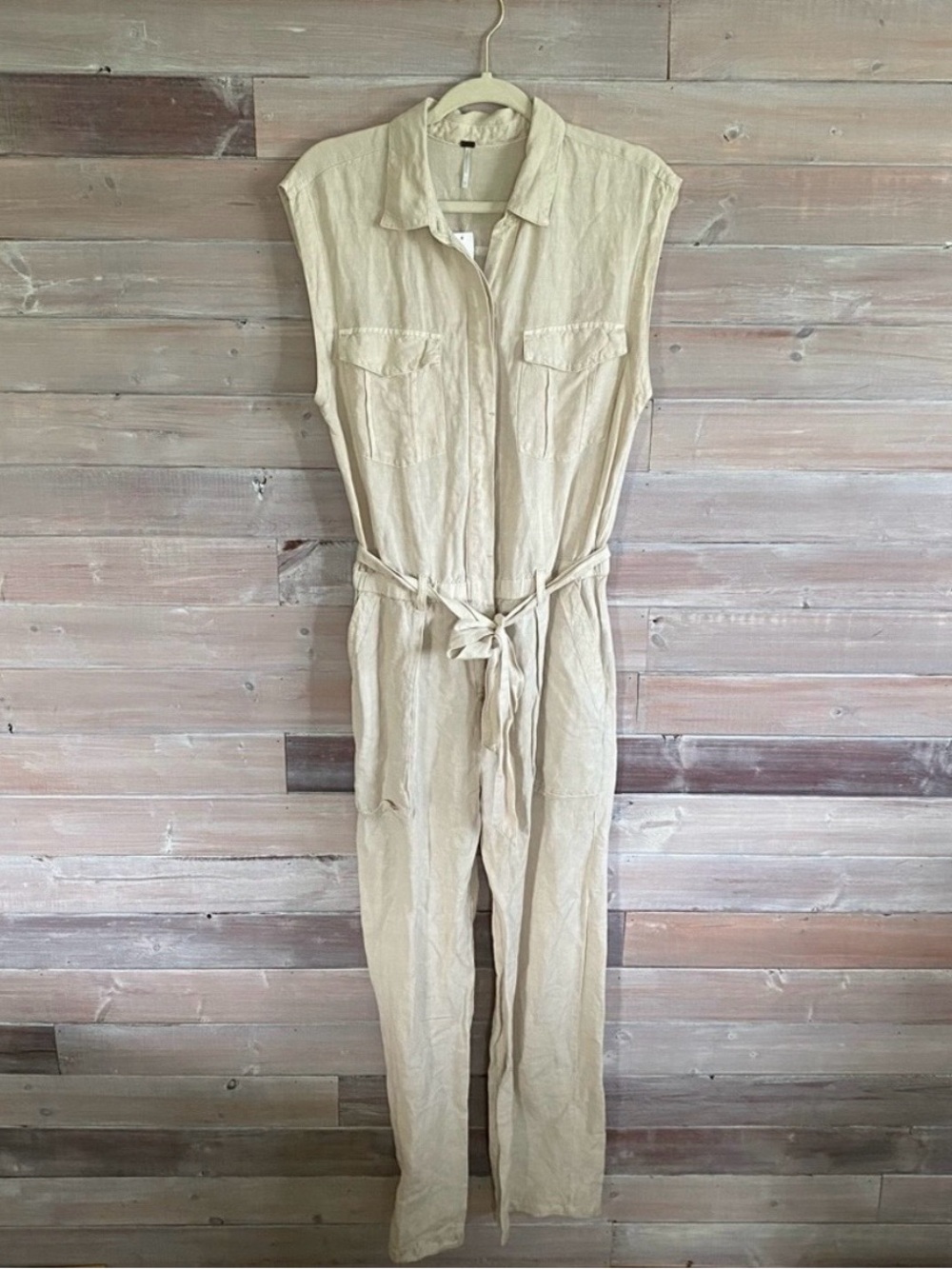 YFB linen blend Cuba jumpsuit cream size medium nwt